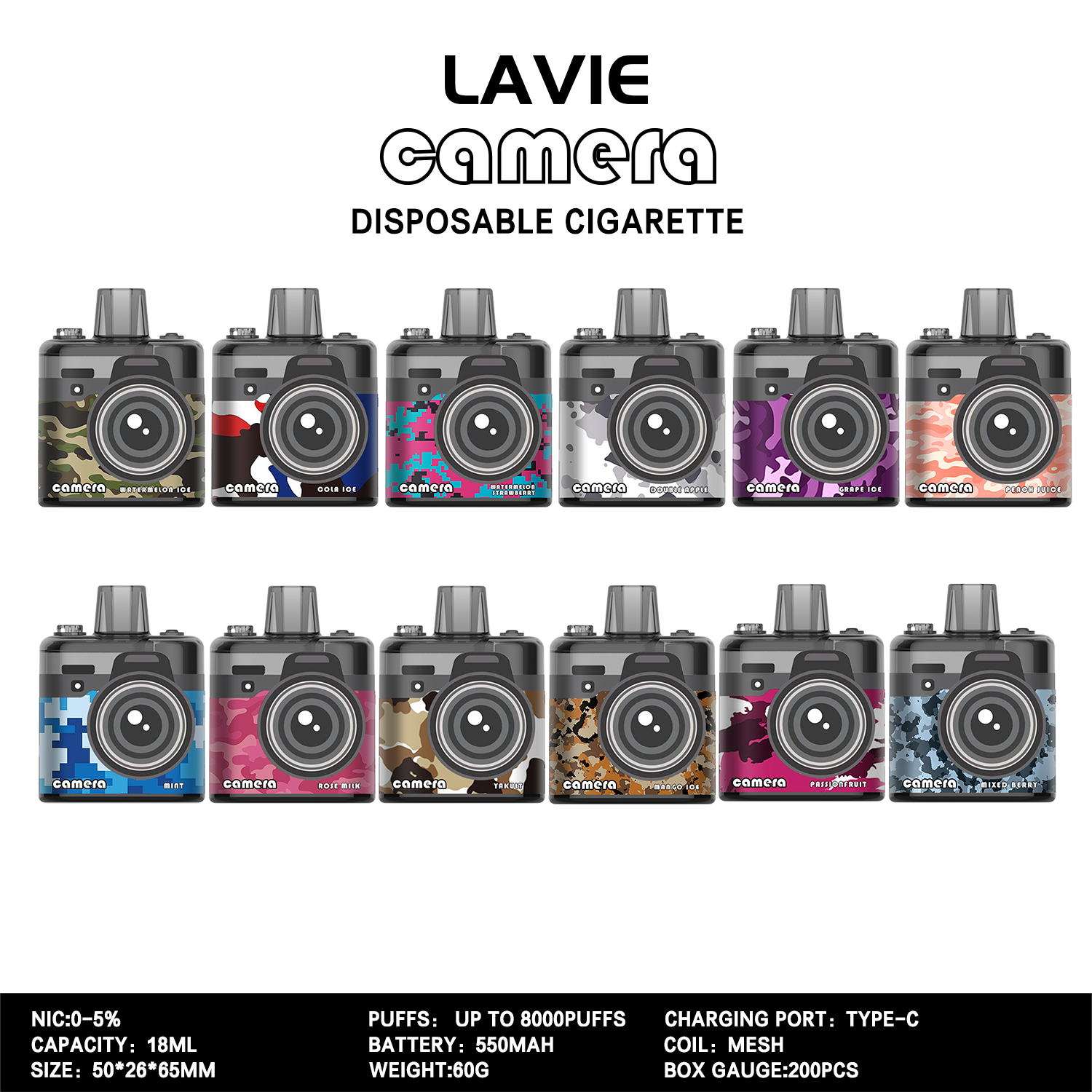 Kann man die LAVIE Camera 8000 Puffs aufladen